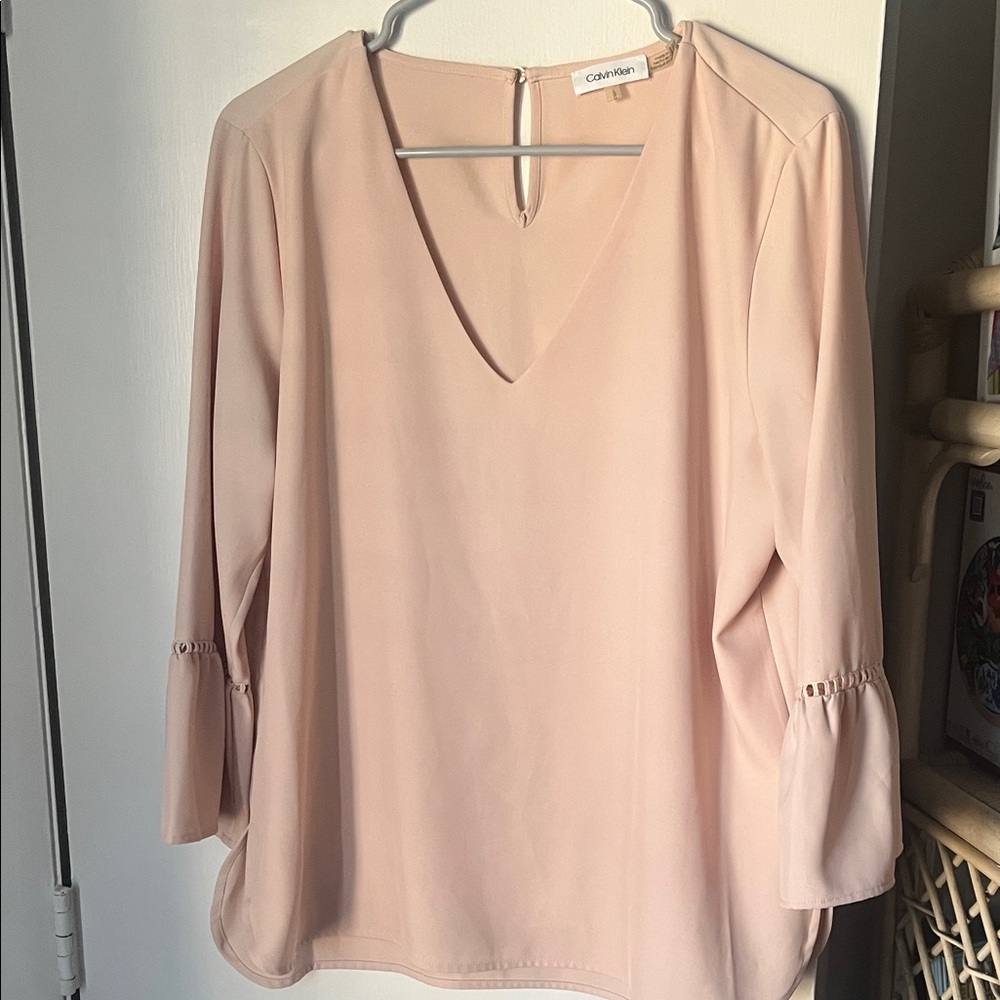 Calvin Klein Blush V-Neck Blouse
